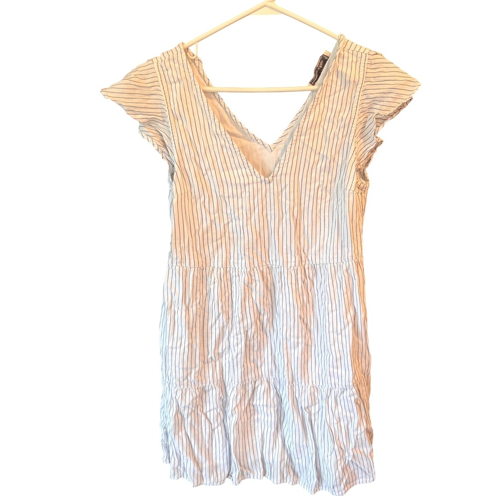 Abercrombie‎ & Fitch Womens Striped Mini Dress V Neck Tiered Casual Lined Small